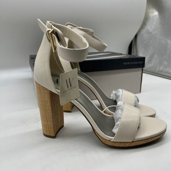 Worthington Womens Lynch Heeled Sandals Ivory Size 10M - Picture 3 of 10